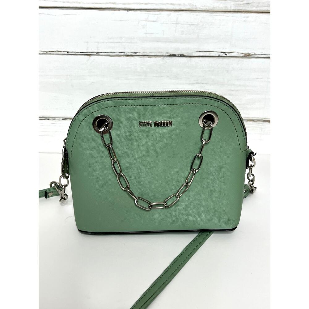 Steve Madden Sage Green Crossbody Bag Chain Detail Dome Purse Small Handbag